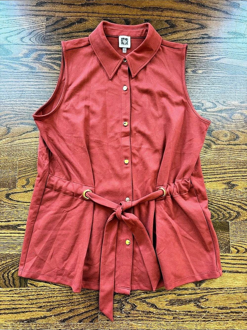 Anne Klein Red Belted Top - Like New